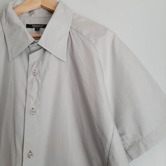 RW&CO. 100% Cotton Short Sleeve Button Down Shirt Grey Men's Sz XL Flawed - Picture 5 of 14
